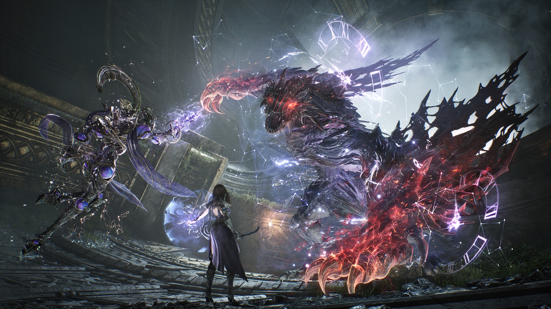 Boss battle with spectral knights