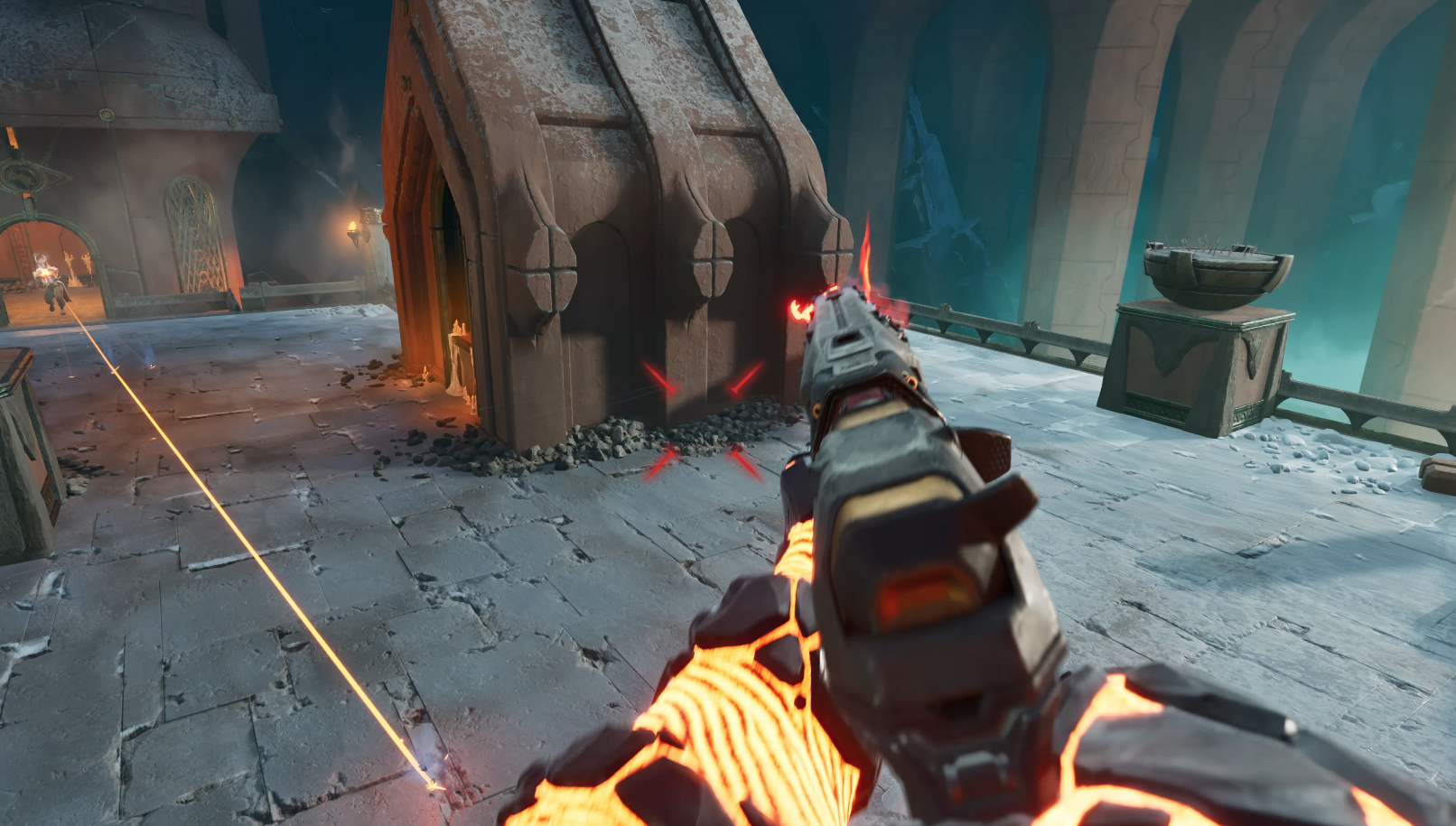 Combat gameplay showing intense firefight