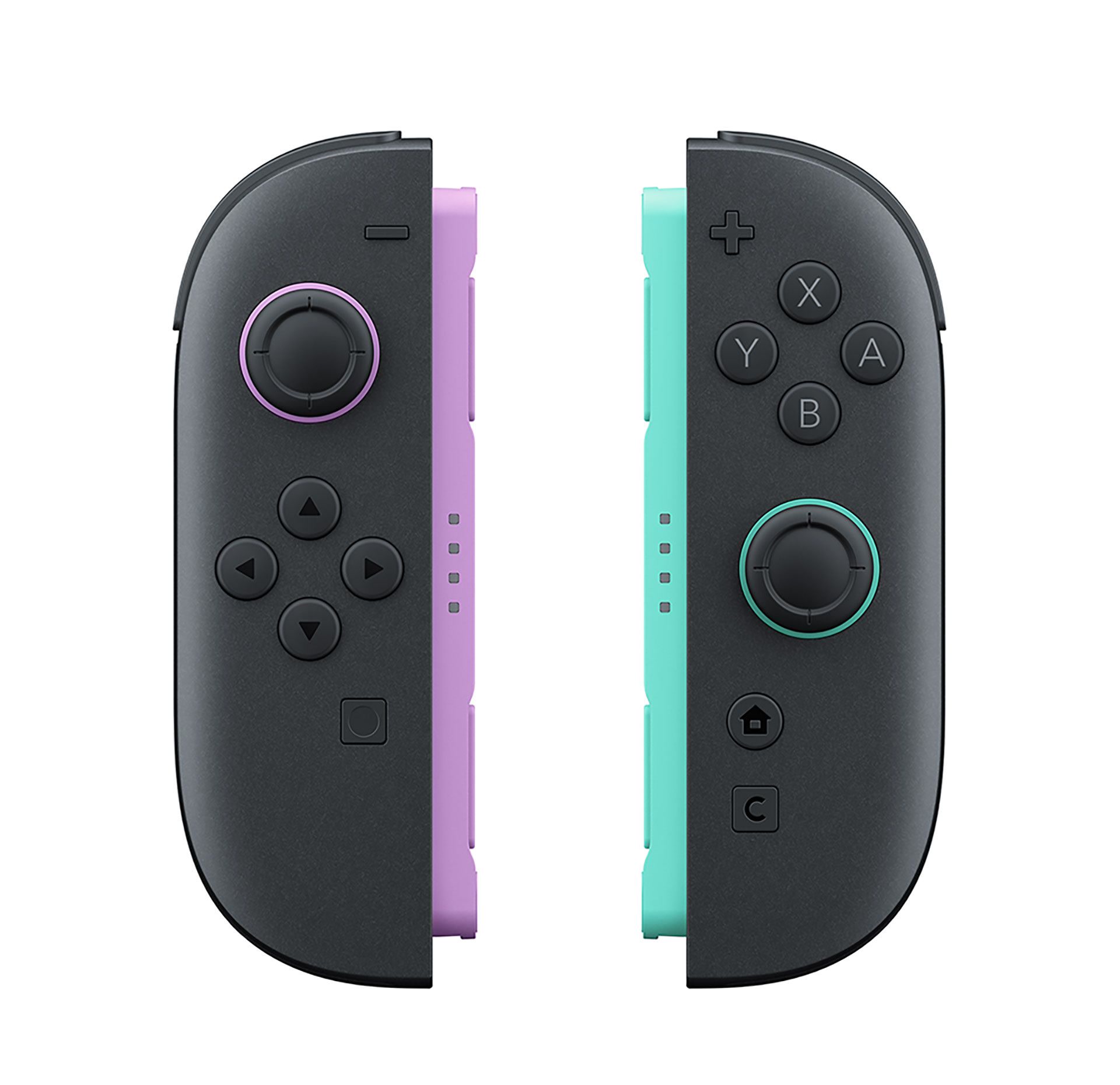 Joy-Con 2 Light Purple and Light Green front view