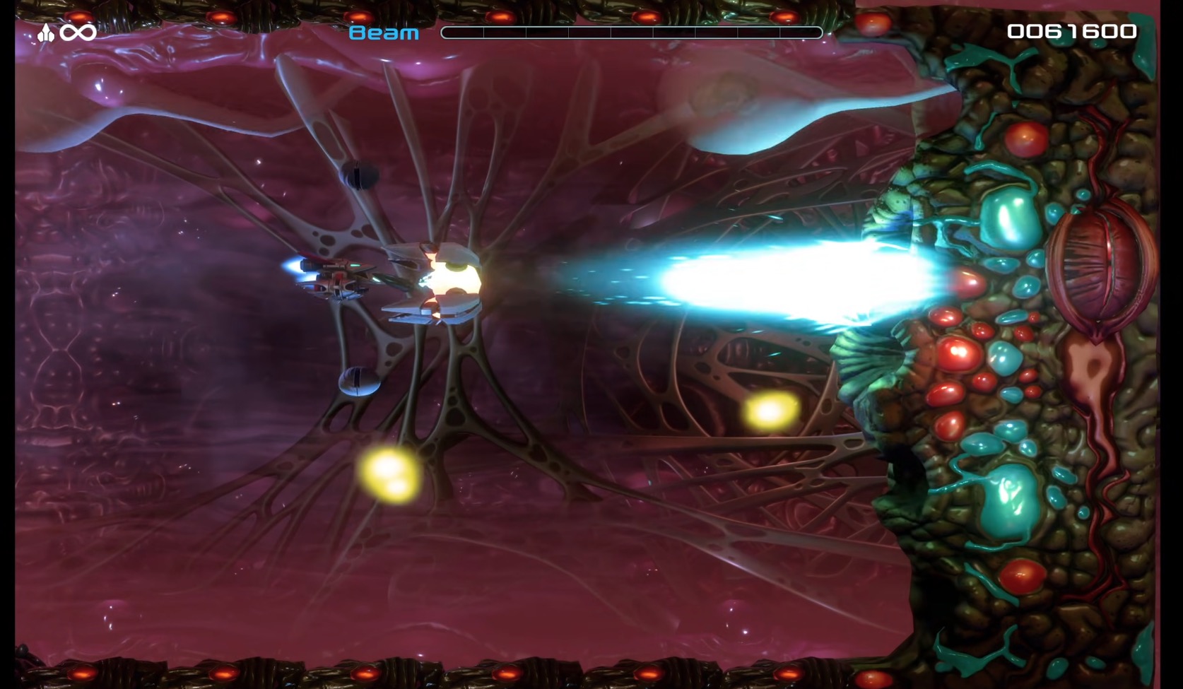 Stage gameplay showing enemy formations